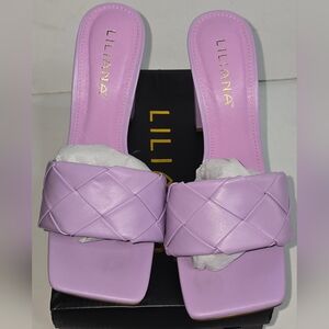 Liliana Lavender Chunky Platform Heel Basket Weave Cover Slip On Size 8